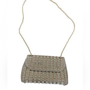 Embellished Gold-Tone Chain Crossbody Bag